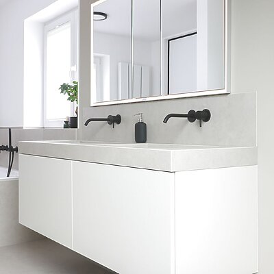 Doppelwaschtisch Mit Wandarmaturen Schwarz Natursteinwerk Wiebe Badplanung Naturstein