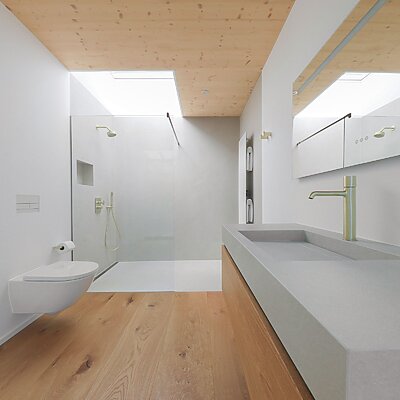 Bad Mit Parkett Wiebe Naturstein Badezimmer Keramik Platten Grossformat Ohne Fugen Bad