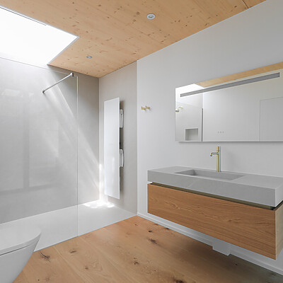 Badezimmer Keramik Walk-In Dusche Waschtisch Pacific Blanco