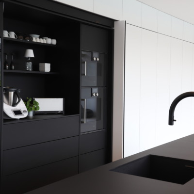 Unterbau Keramik Spuele Massivbecken Schwarz Kuechenarbeitsplatte (3)